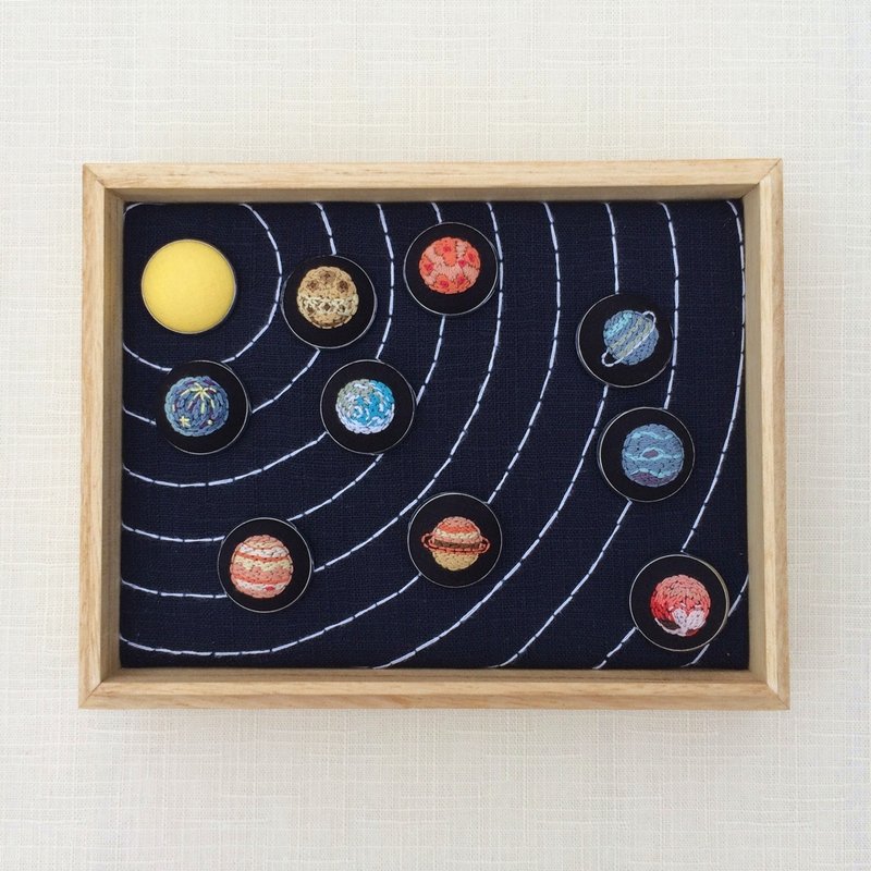 九大行星 刺繡 別針 - 徽章/別針 - 繡線 多色