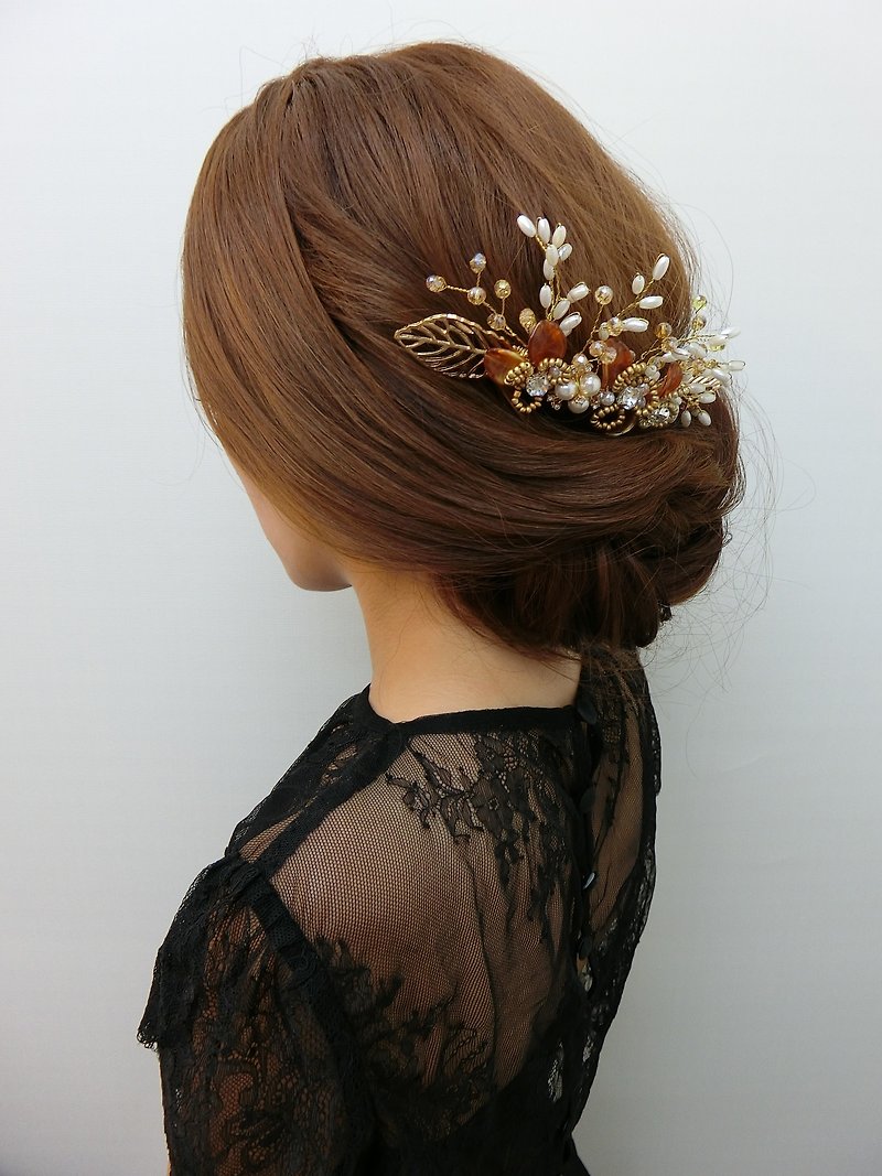 戴上幸福的飾 稻穗系列-新娘髮梳.法國梳.自助婚禮-7057 - 髮飾 - 其他金屬 多色