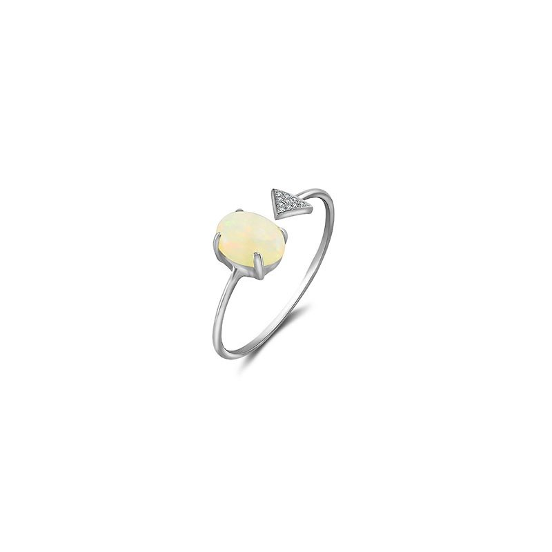 Opal Open Diamond Ring With Arrow Shape - General Rings - Gemstone White