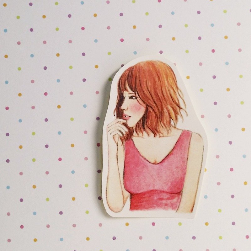 ✦ sexy little girl with short hair / bust leaflets stickers - สติกเกอร์ - กระดาษ 