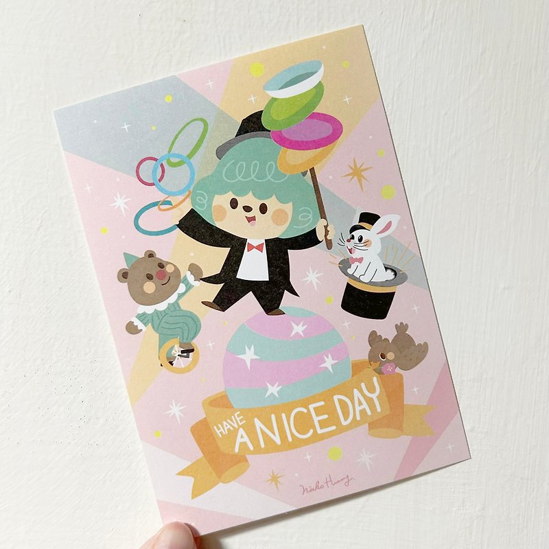 【Have a nice day】限定イラストポストカード - カード・はがき - 紙 ピンク