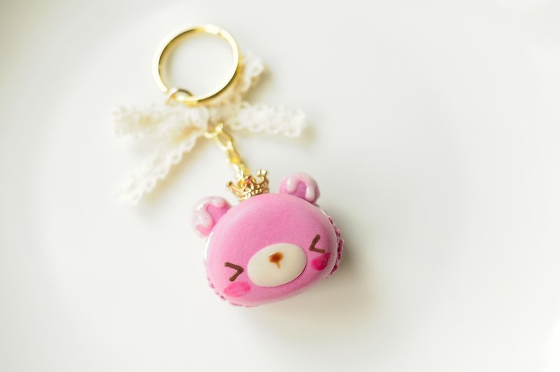 Sweet Dream☆Crown Peach Bear Macaron/Key Ring - ที่ห้อยกุญแจ - ดินเหนียว สีแดง
