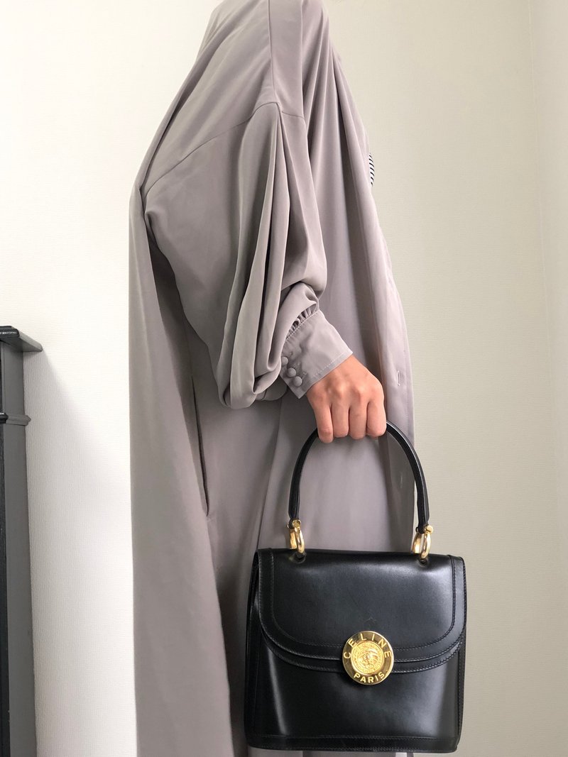 【 日本直送　名牌中古包 】CELINE セリーヌ ハンドバッグ ブラック メダル ロゴ レザー vintage ヴィンテージ オールド tgv7x5 - 手提包/手提袋 - 真皮 黑色