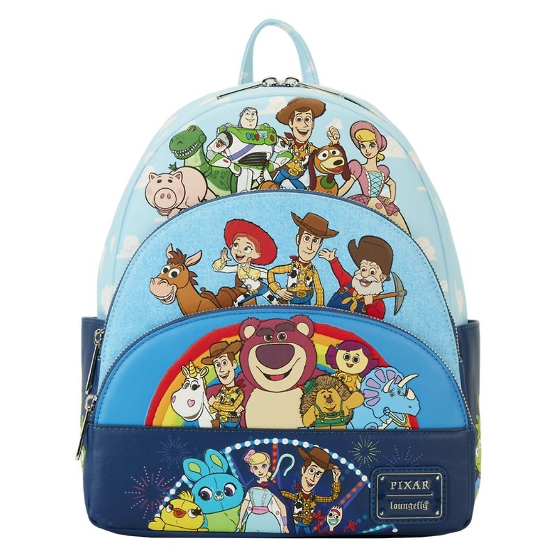 Loungefly Pixar Toy Story movie collaboration multi-pocket mini backpack - กระเป๋าเป้สะพายหลัง - หนังเทียม สีน้ำเงิน