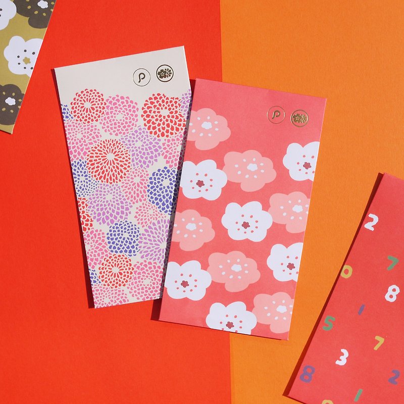 In stock [Pinkoi x SOU・SOU] Hot stamped red packets/red envelopes - bright red and purple set - ถุงอั่งเปา/ตุ้ยเลี้ยง - กระดาษ สีแดง
