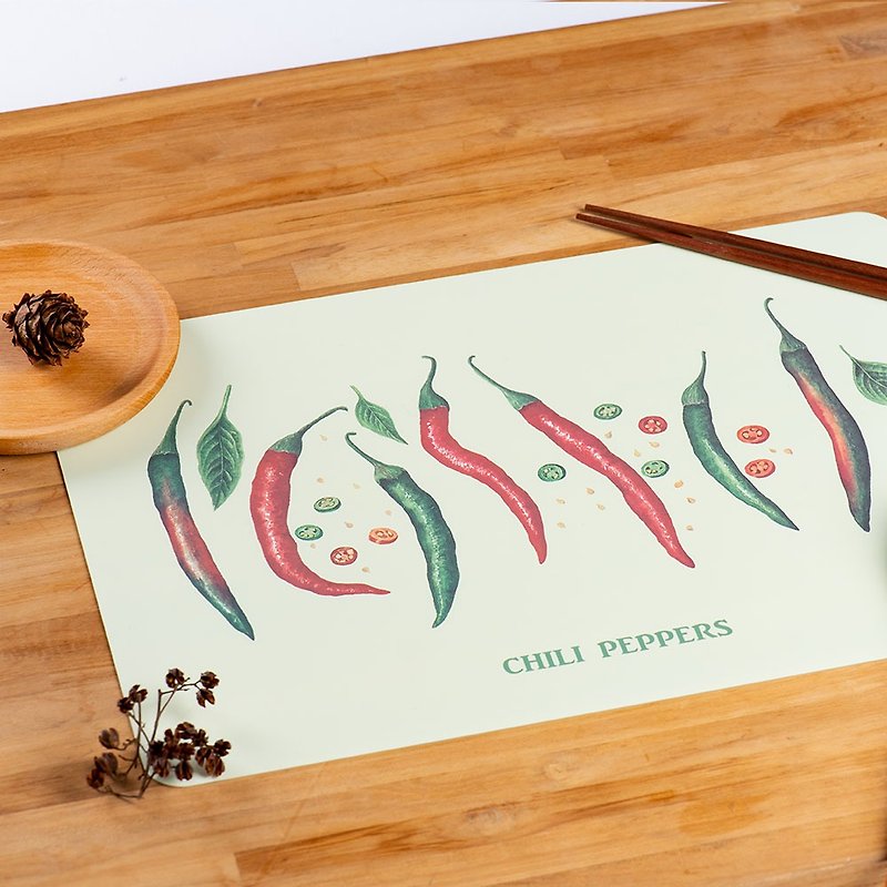 Liquid Silicone Placemat-Small Vegetable Garden Series Chili 35*25cm - Place Mats & Dining Décor - Silicone Multicolor