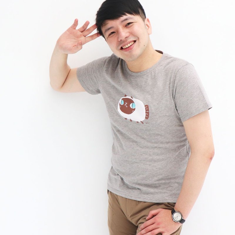 babyfishcat 暹羅魚喵 - Luna 中性t-shirt - 男 T 恤 - 棉．麻 灰色
