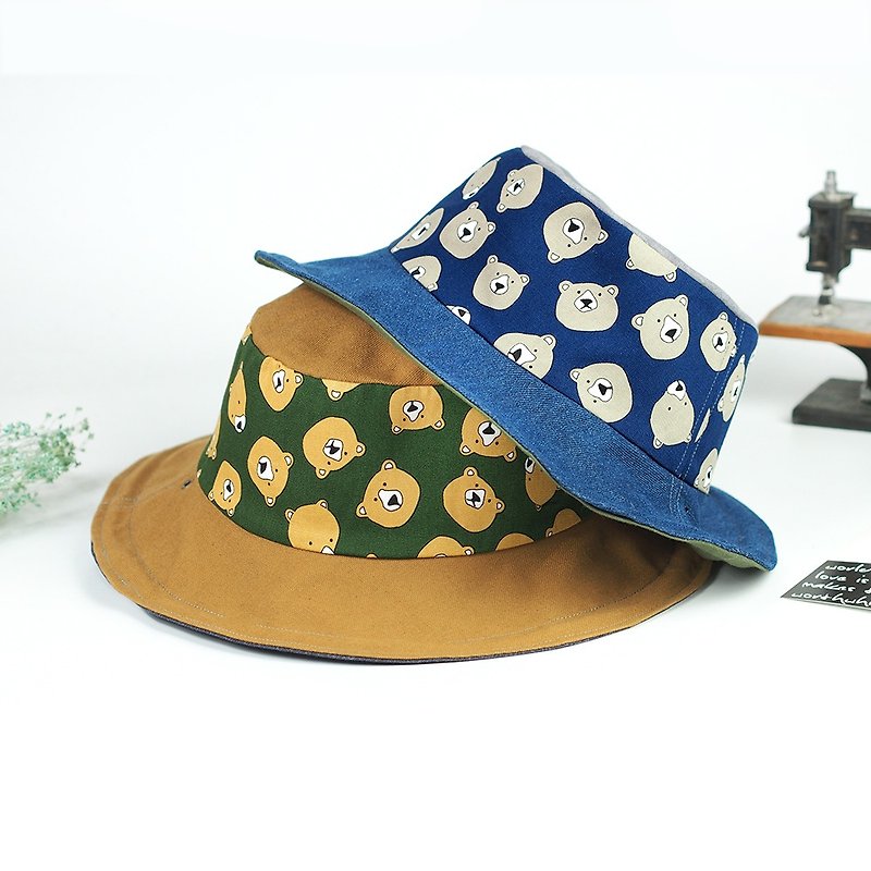 小牛村 手工雙面帽 漁夫帽 動物【ㄚ熊迪迪】BF-57 限量 - 帽子 - 棉．麻 藍色