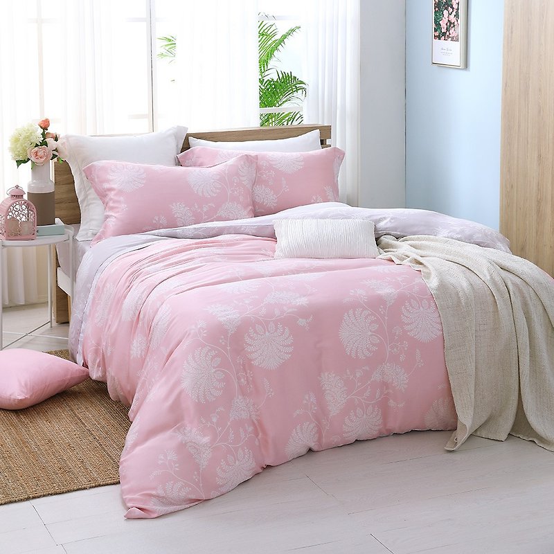 Increase-micro sweetness-Tiansi dual-use bedding four-piece group [40 100% lyocell] design - Bedding - Silk Pink