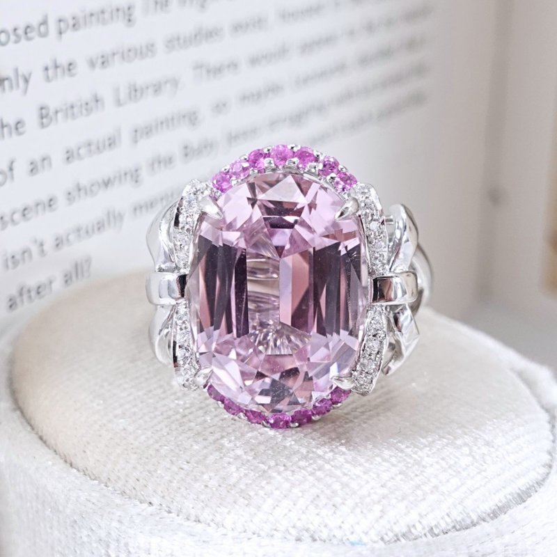 14ct Natural Stone/Kundzene Lavender Pink Ultra High Clarity Designer Order - แหวนทั่วไป - เงินแท้ สีม่วง