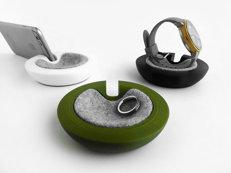 Unique multifunctional tray, Watch stand, Smartphone stand, Smart phone stand, Home sweet home tray, Smartwatch, apple, iphone, dock TAMARI - HIRA 【Green】 - Phone Stands & Dust Plugs - Wool Green