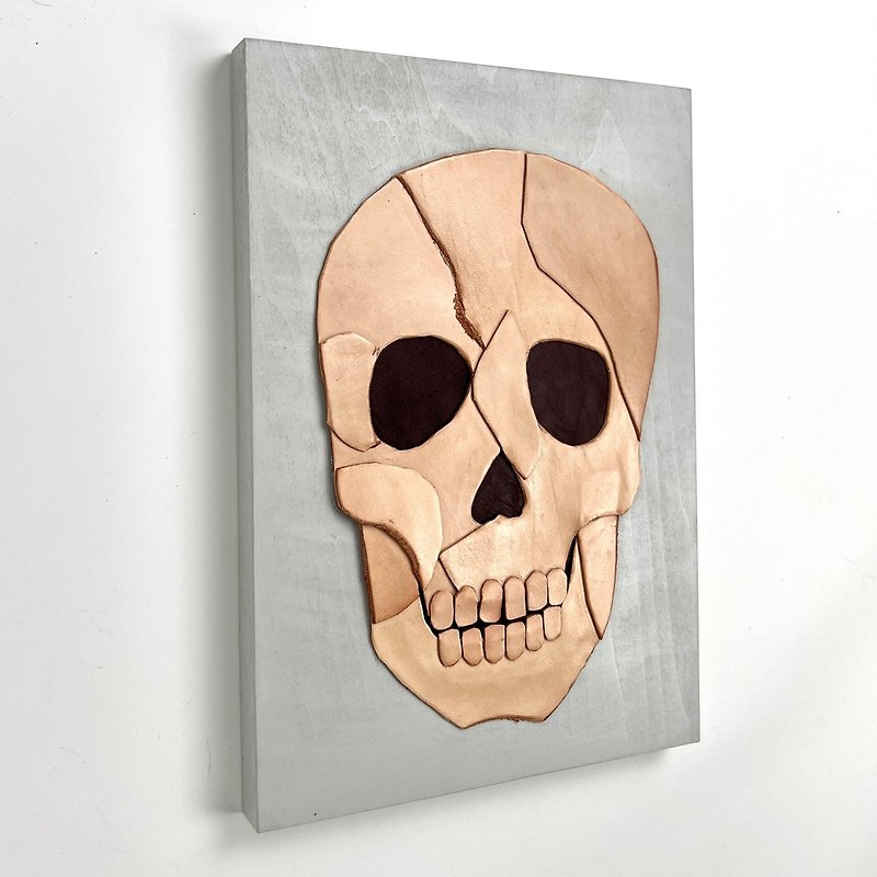 Leather collage art/skull - Posters - Wood Multicolor