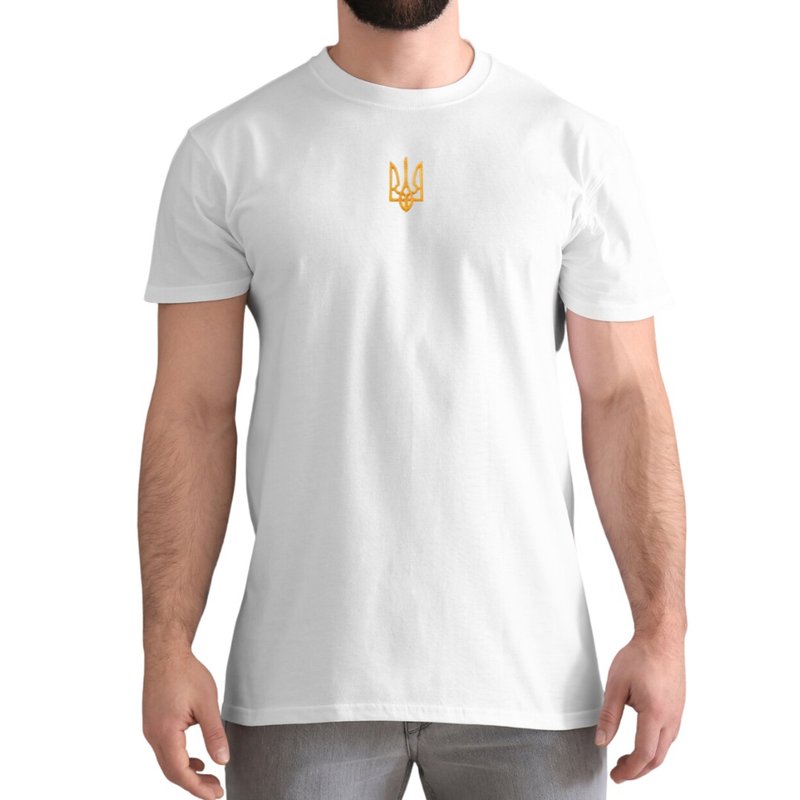 Ukraine T-shirt With Embroidered Trident from Ukraine Sellers | Zelensky T-shirt - Men's Shirts - Cotton & Hemp Multicolor