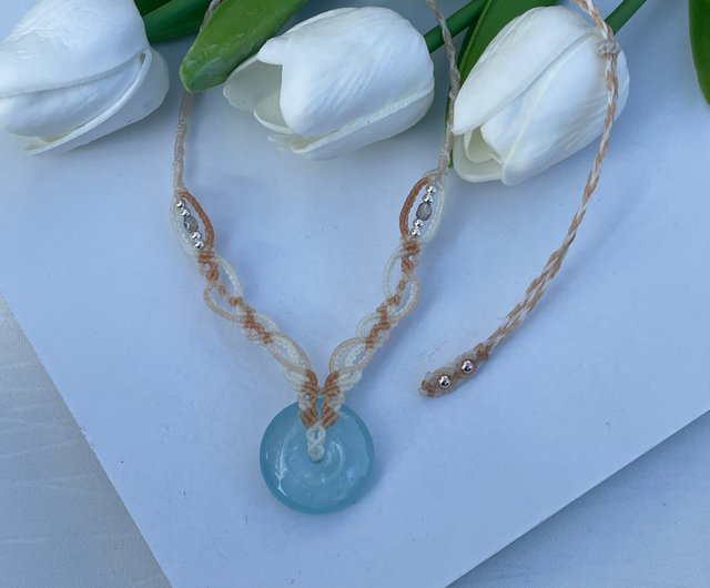 アクアマリン・アイオライトのマクラメネックレス アクアマリンマクラメネックレス (小さめの石) Aquamarine