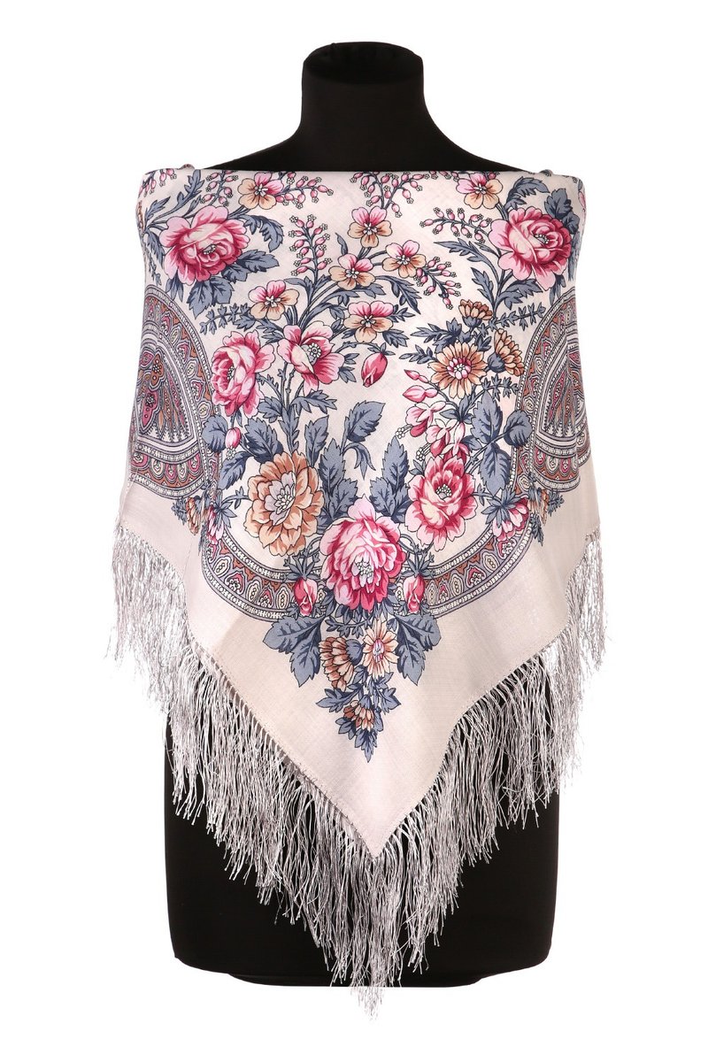 Authentic Pavlovo Posad Russian Shawl Scarf Soft 100% Wool 89x89 cm 1453-1 - 絲巾 - 羊毛 多色