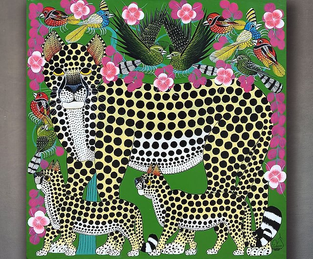 U068 Cheetah House-Zuberi] Original African Art Painting/60x60cm