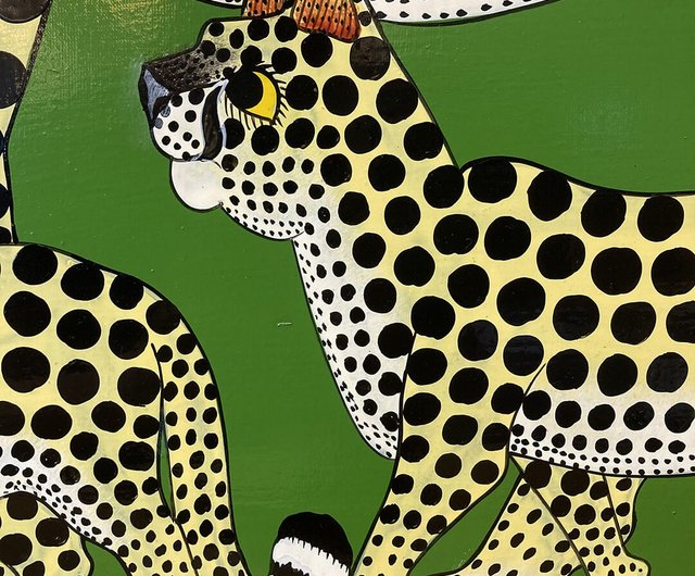 U068 Cheetah House-Zuberi] Original African Art Painting/60x60cm