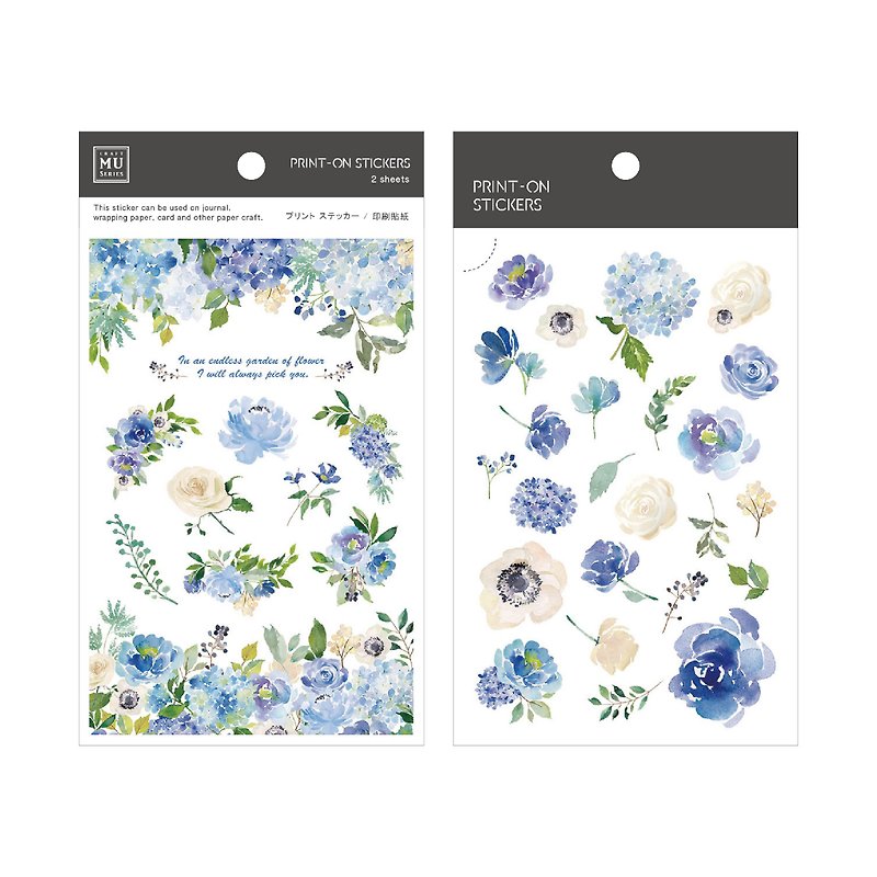 【Print-On Stickers 轉印貼紙】no.39-澄藍玫瑰 | 花草系列 - 貼紙 - 其他材質 藍色