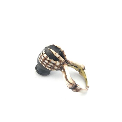 MAFIA JEWELRY Zodiac Water Bearer bone ring is for Aquarius in Brass and realistic color ,Rocker jewelry ,Skull jewelry,Biker jewelry