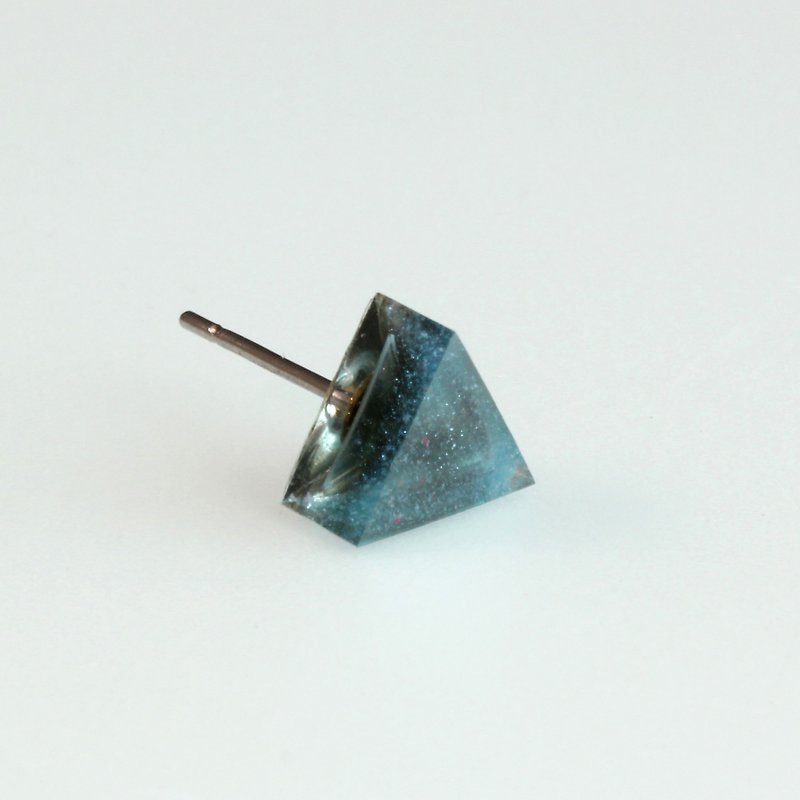 Triangle Earrings ▽ 529 / Heartbeat city ▽ Single Stud - ต่างหู - พลาสติก สีน้ำเงิน