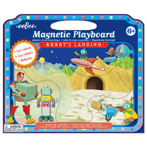 eeBoo 臺灣總代理 Magnetic Board 磁鐵遊戲板 - Robots Landing 登入星球