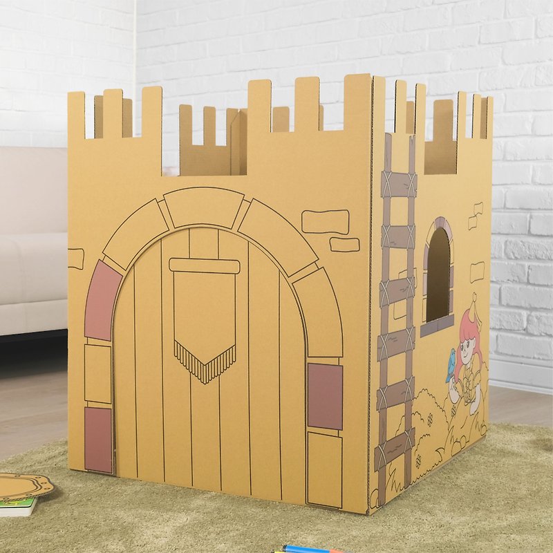 移動城堡 可收納 兒童紙屋 紙箱玩具 遊戲屋 小孩帳篷 - 嬰幼兒玩具/毛公仔 - 紙 卡其色