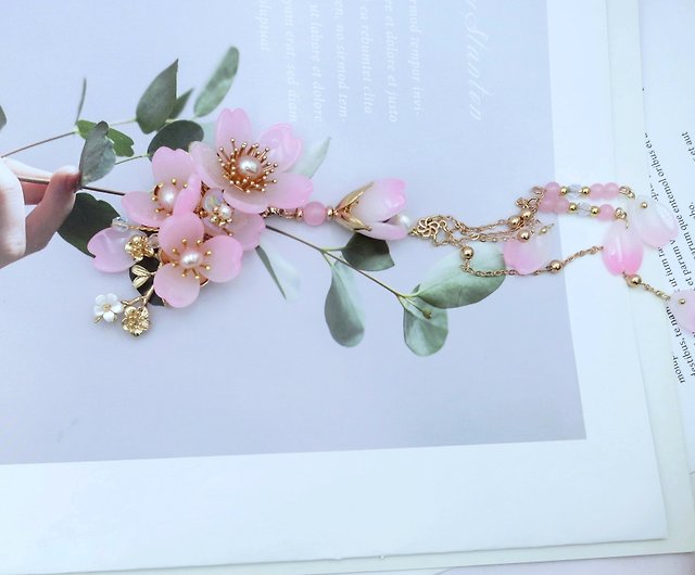 Lemon Handmade Hair Accessories Gradient Pink Cherry Blossom
