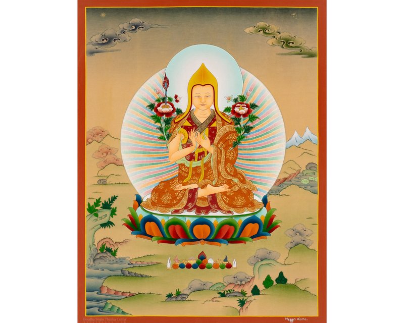 優雅的鐘巴唐卡 | 西藏藝術 為神聖保護與和平帶來祝福 - 壁貼/牆壁裝飾 - 其他材質 多色