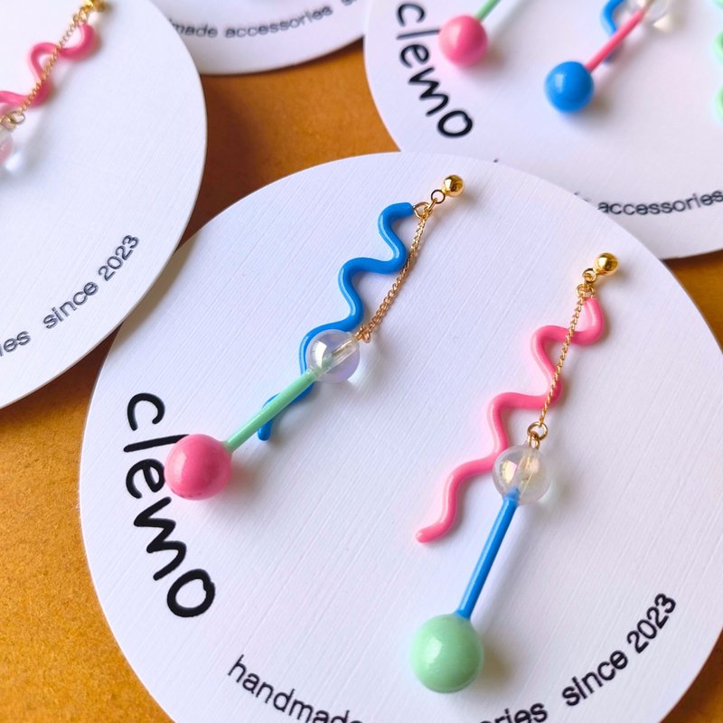 Kune kune Dumbbell – Pastel colors, Earrings / Clip-on Earrings - ต่างหู - วัสดุอื่นๆ หลากหลายสี