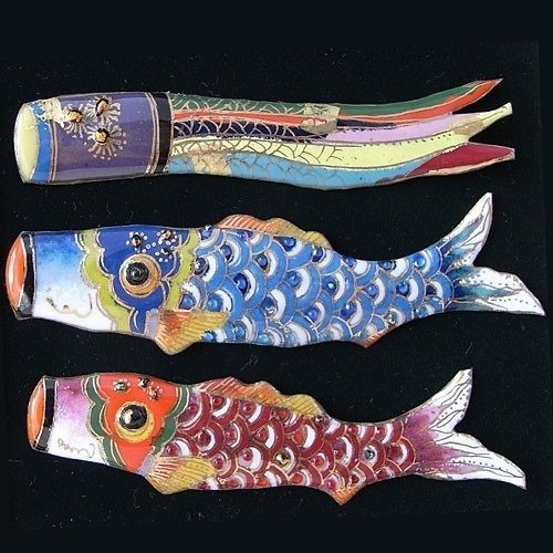 吹流しと鯉のぼりの七宝焼アートフレーム七寶燒工房Uncle Z｜擺飾/家