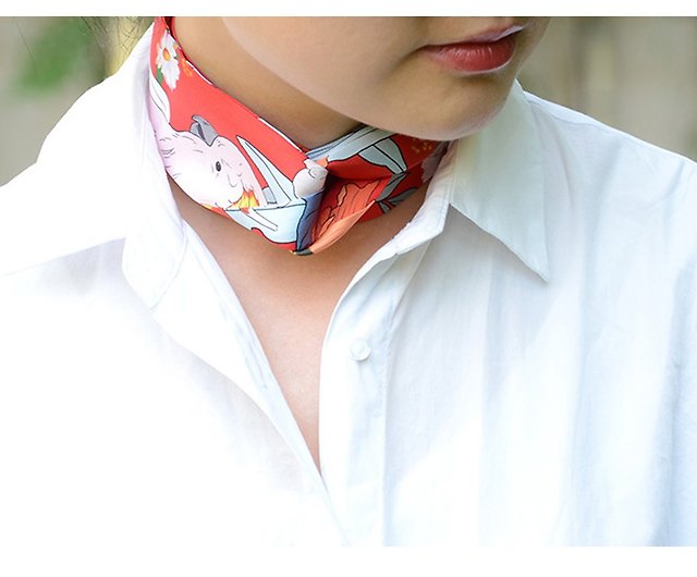 Gudessly Bag Handbag Handle Ribbon Scarf for Package Band Hair Head Neck Neckerchief Silk Scarf Bracele Oil and Ink Painting