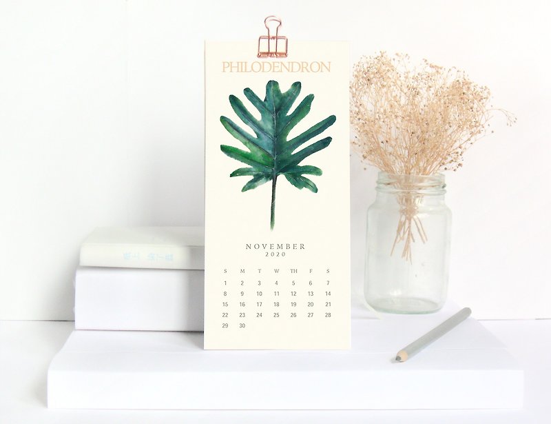 The Silence Of Plants Part One - 2020 Mini Botanical  Desk / Wall Calendar - ปฏิทิน - กระดาษ สีเขียว