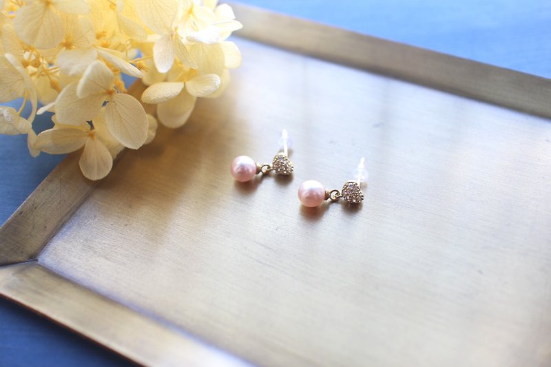 Sweety-zircon brass earrings - Earrings & Clip-ons - Copper & Brass Multicolor