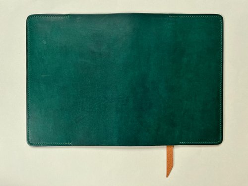 日本手作り】日本製レザー ブックカバー 手帳カバー A6 ダークグリーン