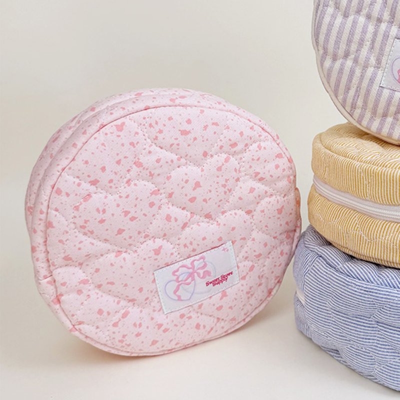 Sweetstore Supply Eggshell Powder Cute, Simple, Fresh Storage Pancake Bag - Toiletry Bags & Pouches - Cotton & Hemp Pink