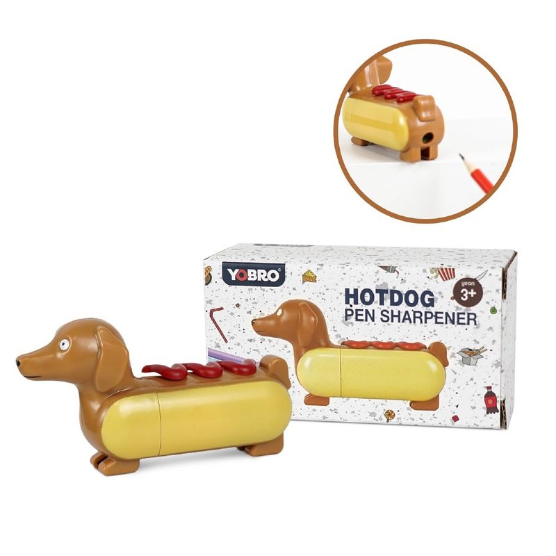 YOBRO Hotdog  熱狗 臘腸狗 削鉛筆機 迷你文具 WSG2954 - 削鉛筆機 - 塑膠 橘色