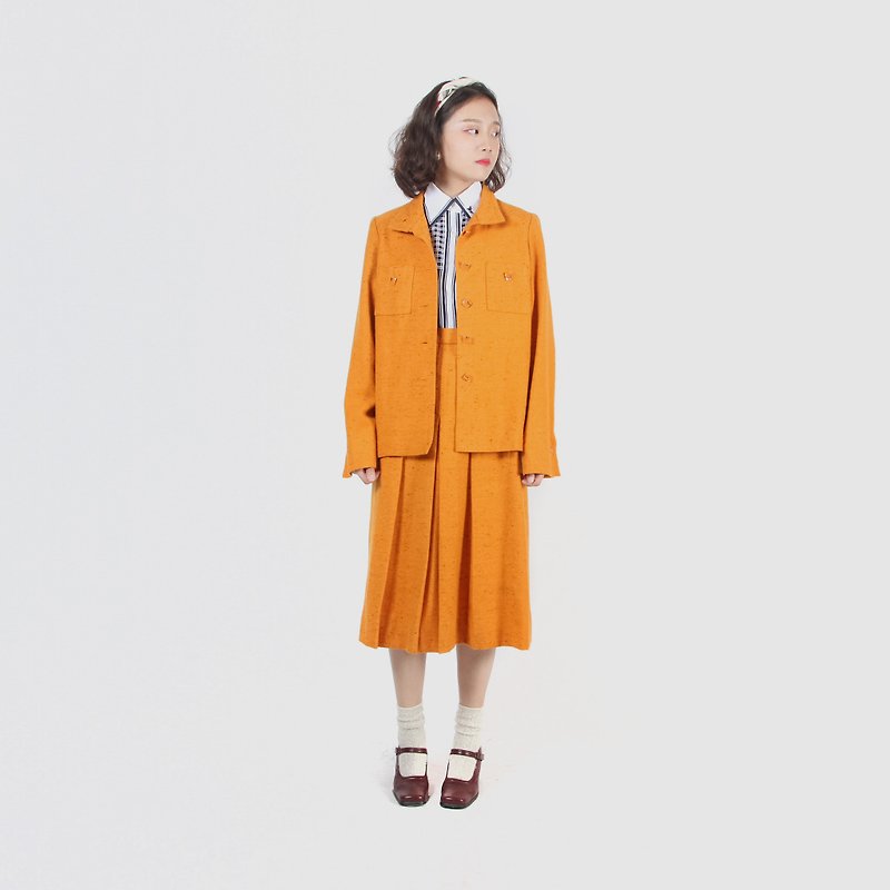 [Egg plant ancient] orange girl hair vintage set - One Piece Dresses - Wool Orange