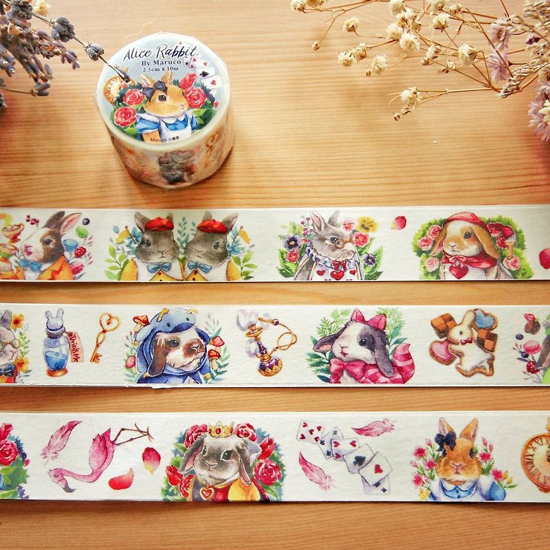 Alice rabbit 2.5cm paper tape - special ink - Washi Tape - Paper Multicolor