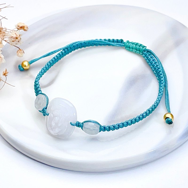 [Like jade and flowers] Ice jade flower woven bracelet | Natural Burmese grade A jadeite | Gift - Bracelets - Jade Transparent