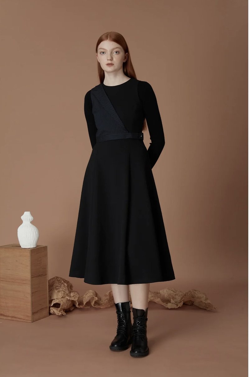 two piece midi dress - One Piece Dresses - Other Materials Black