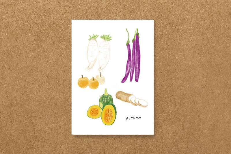 Season post card_Autumn - การ์ด/โปสการ์ด - กระดาษ สีส้ม