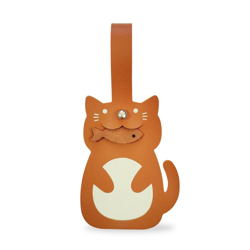 Worpi Baggage Tag - Brown - Cat - Luggage Tags - Faux Leather Brown