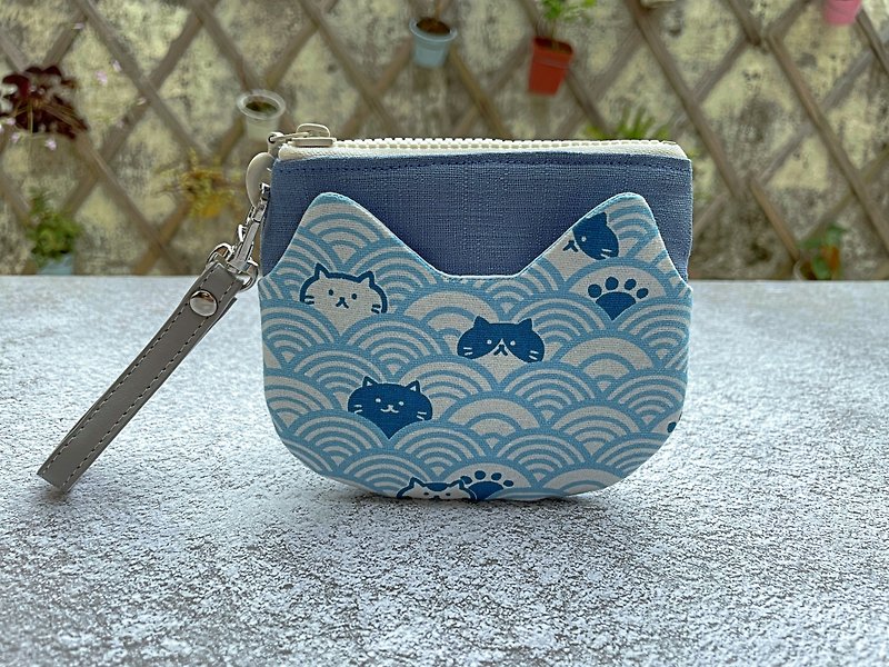 [Pure handmade] Q cat coin purse wallet storage bag - กระเป๋าใส่เหรียญ - ผ้าฝ้าย/ผ้าลินิน 