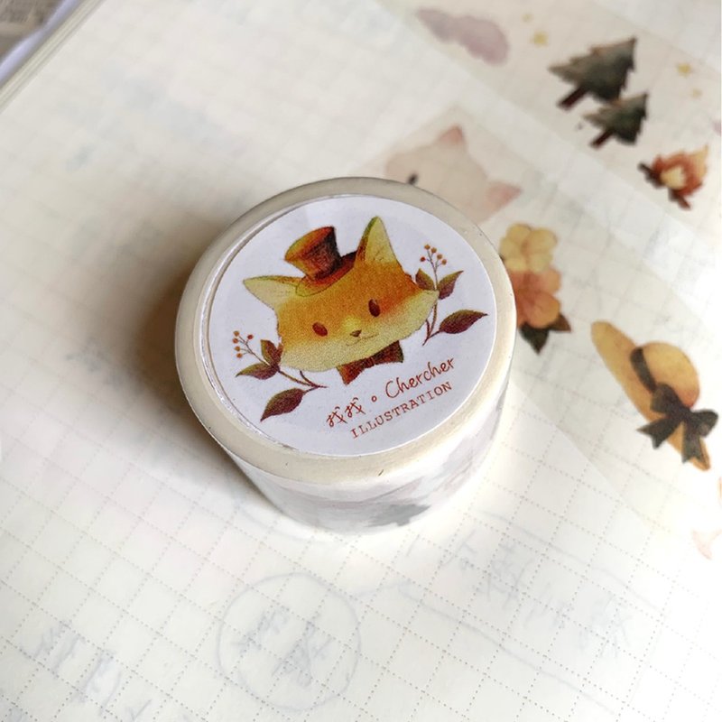 Retro Cat and Fox Washi Tape - Seize the day Series_Spot - มาสกิ้งเทป - กระดาษ 