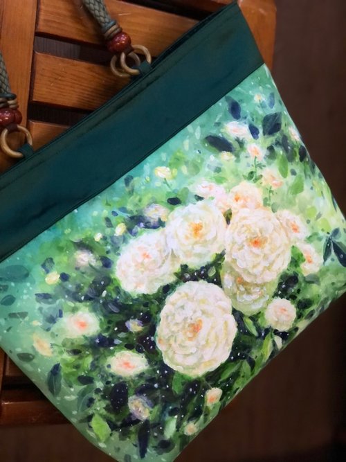 Custom hand-painted big TOTE bag rose starry sky - Shop weijean