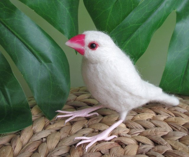 文鳥 白文鳥 鳥 Java sparrow 羊毛フェルト - ショップ D. Mihoko 人形