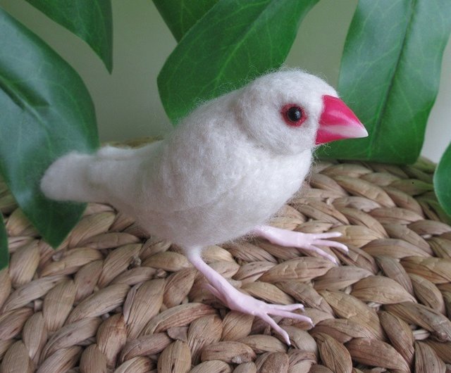 文鳥 白文鳥 鳥 Java sparrow 羊毛フェルト - ショップ D 文鳥 白文鳥 鳥 Java sparrow 羊毛フェルト - ショップ D