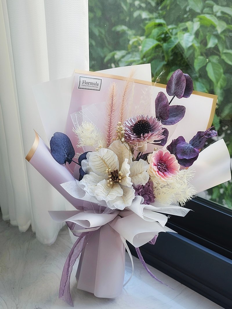 畢業花束/藍/紫/橘/快速出貨 - 乾花/永生花 - 植物．花 紫色