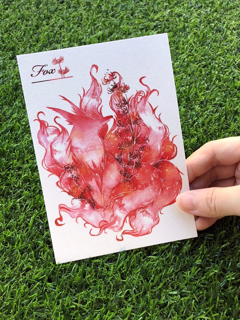 fox postcard - การ์ด/โปสการ์ด - กระดาษ สีแดง