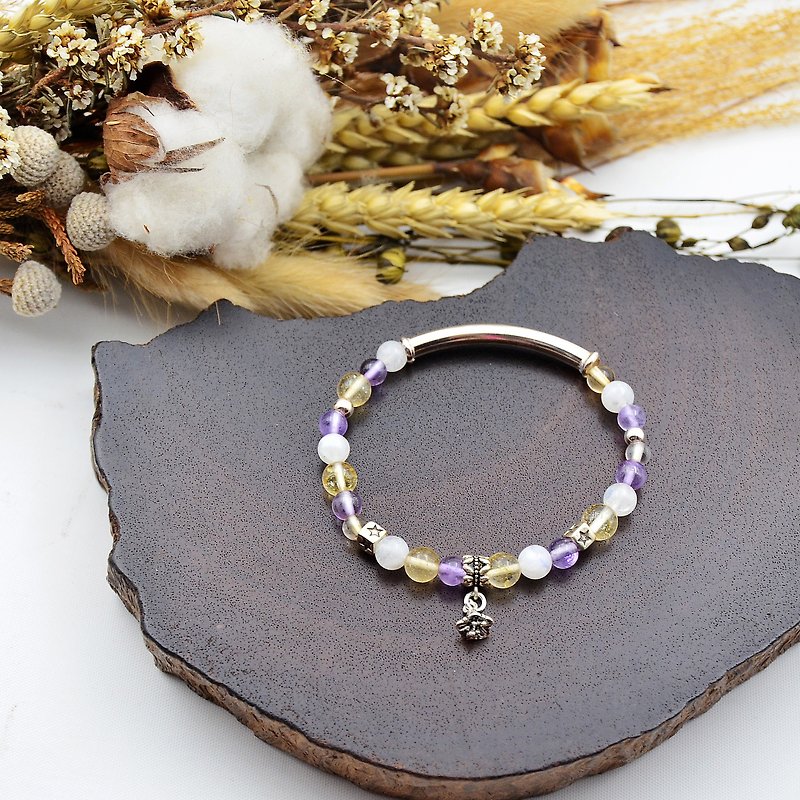Feast | Citrine - Moonstone - Purple Jade | 925 Sterling Silver Bracelet - Bracelets - Gemstone Multicolor